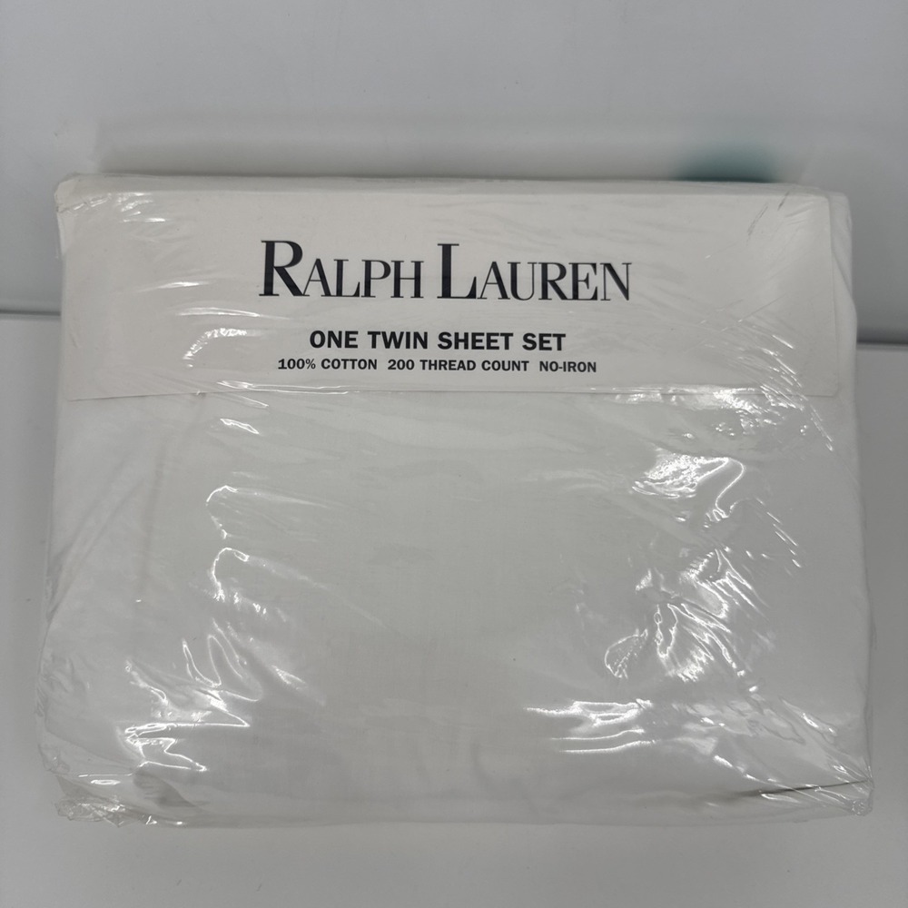 Ralph Lauren Twin Sheet Set 100% Cotton 200 Thread Count No Iron USA WHITE VTG